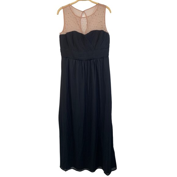 City Chic 14W Maxi Black Illusion Neck Bead Giuliana Dress New Wedding 6904 - Picture 2 of 16